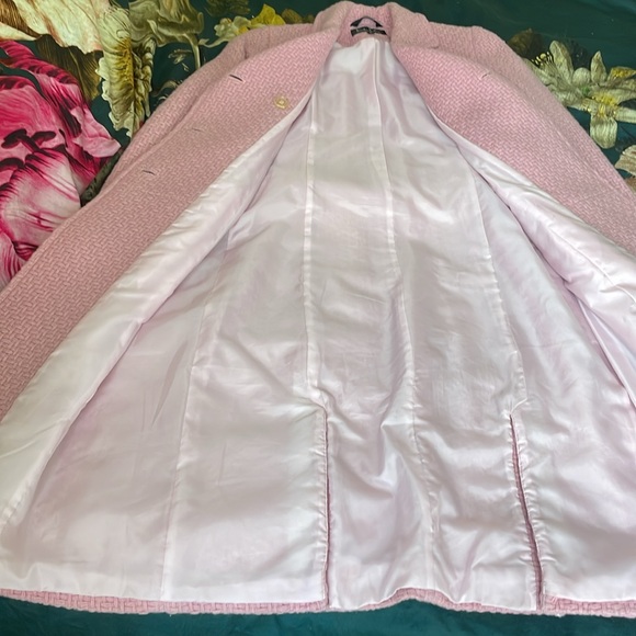 Beautiful Nicole Miller Coat 100% Lambswool Coat Designer Coat Pink Coat Size 4 - Picture 4 of 7
